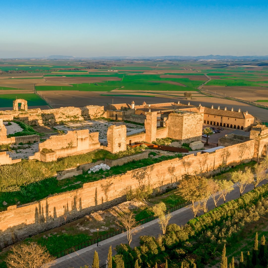 Carmona sunset aerial view in Andalusia Spain not far from Sevilla